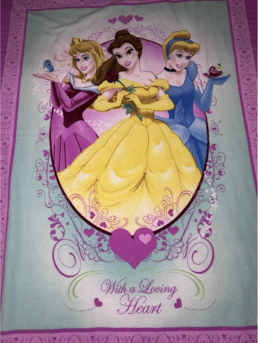 Providencia Disney Princess Pink Purple Plush Fleece Blanket Throw Raw Edge